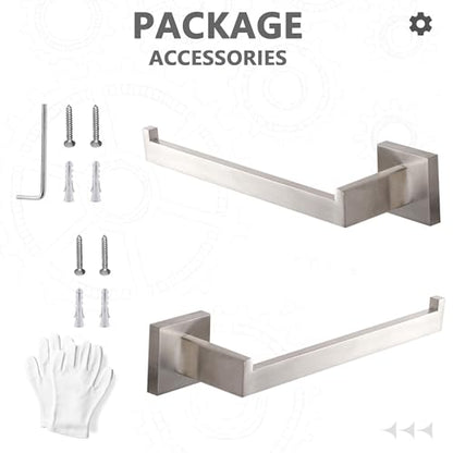 LANC Bathroom Hand Towel Holder 2 Pack Left and Right Side Brushed Nickel Hand Towel Bar 2 Pack 10 Inche Square Towel Ring for Kitchen Cabinet Wall Mount Towel Rack Hanger,A8806BN-LRP2 - color: Brushed Nickel, size: Left & Right