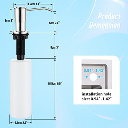 CREA Kitchen Sink Soap Dispenser Countertop for Kitchen Sink, Stainless Stee Built in Sink Soap Dispenser Brushed Nickel for Bathroom with 39" Tube Large Capacity 17 OZ Bottle - color: Brushed Nickel, style: Circular