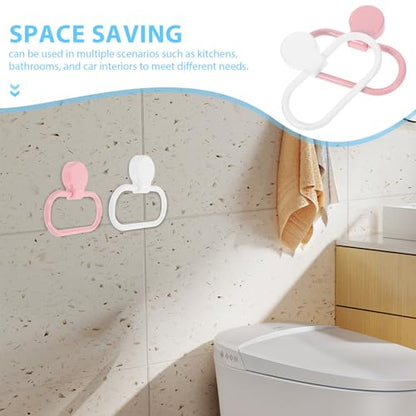 Generic 2pcs Self-Adhesive Hand Towel Rings Plastic Towel Holder for Bathroom and Kitchen Space-Saving Rustic Wall-Mounted