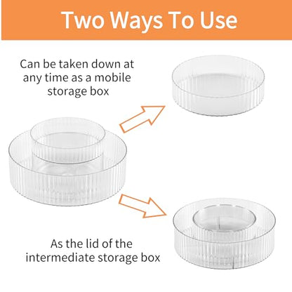 vacane Plastic Lazy Susan Organizer,2 Tier Rotating Storage Turntable for Cabinet Clear Spice Rack,Makeup Spinning Organizer,Countertop Organizer for Kitchen,Pantry,Bathroom,Office - size: 11 Inch | 2 Tier