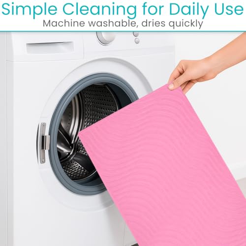 Vive Non-Slip Bath Mat with Suction Cups - 28" x 16" Extra Large Rubber Mat | For Safety & Comfort - Patented Grip Prevents Slips and Falls for Kids, Elderly, Men, Women - XL Non Skid Shower & Tub Cover - color: Pink