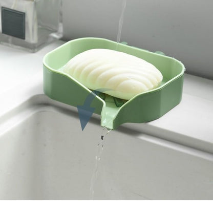 Double Layer Suction Cup Soap Holder Wall Mount No Drill Draining Soap Dish (Green) - color: Green