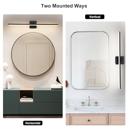 LED Bathroom Vanity Light, Modern Bathroom Light Fixture Over Mirror (3000K/4000K/6000K, Dimmable), Vanity Light Bar with Angle Adjustable, 32 Inch, Black - color: Black, size: 32 inch