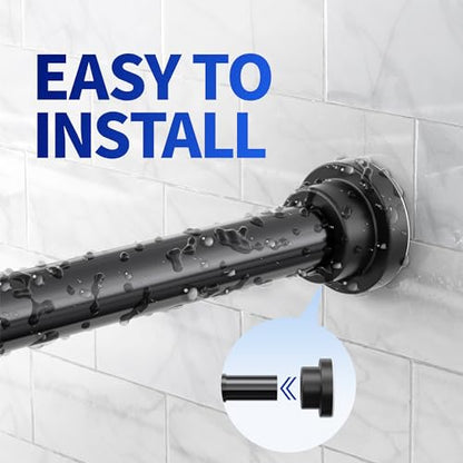 Mcrbeay Shower Curtain Rod, 1" Diameter Heavy Duty Tension Shower Rod, Non Slip Adjustable 28-46 inch No Drilling Shower Curtain Rods Spring Tension For Bathroom, Shower Stall, No Rust, Black - color: Black, size: 28-46 Inches