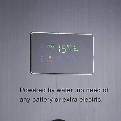 Bathroom Shower Panel Tower System LED Temperature Display Body Jets Shower Set Waterfall Rain Shower Head 6 Functions Temperature Display-Black