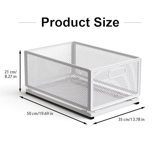 Pull Out Cabinet Organizer, Slide Out Drawers Fixed with Adhesive Nano Film, Pantry Shelves Sliding Drawer Storage Organization for Kitchen/Bathroom/Bedroom (19.7*13.8*8.3inch/50*35*21.2cm) - size: 19.7*13.8*8.3inch/50*35*21.2cm