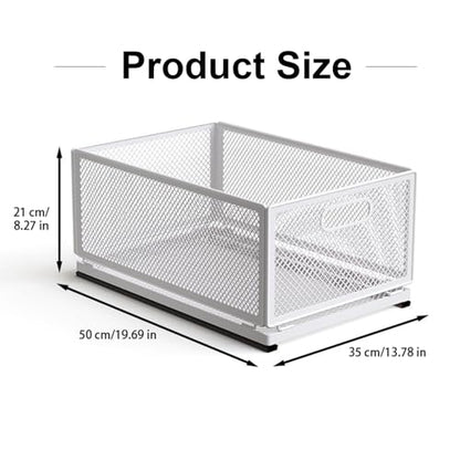 Pull Out Cabinet Organizer, Slide Out Drawers Fixed with Adhesive Nano Film, Pantry Shelves Sliding Drawer Storage Organization for Kitchen/Bathroom/Bedroom (19.7*13.8*8.3inch/50*35*21.2cm) - size: 19.7*13.8*8.3inch/50*35*21.2cm