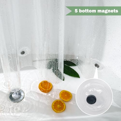 UFRIDAY Clear Extra Long Shower Curtain Liner 72 x 84 inches,Heavy Duty Waterproof Transparent Clear Bathroom Shower Liner with 5 Magnets Bottom. - color: Clear, size: 72"W x 84"L (Pack of 1)