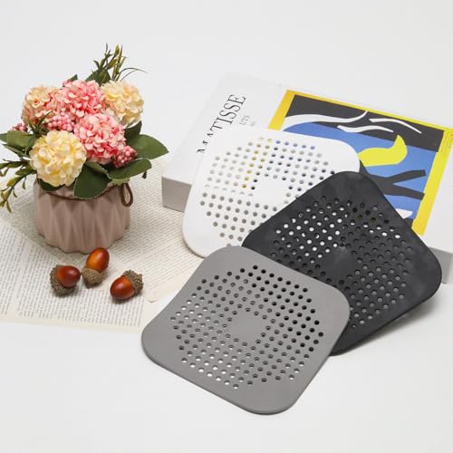 3 Pcs Multi-Color Silicone Drain Hair Catchers, Sink Cover Shower Accessory Flat Hair Catcher, Suction Cups Stopper for Bathroom/Kitchen/Homeowners