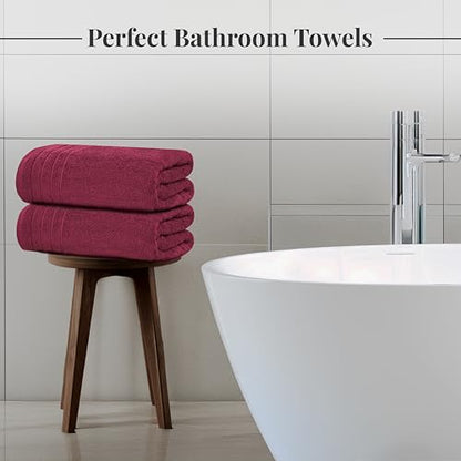 4 Piece Extra Large Bath Towels 30 x 60 Inches, Burgundy | 100% Cotton, Larger & Lighter Weight, Quicker to Dry, Super Soft and Absorbent, Perfect for Bathroom - color: Burgundy