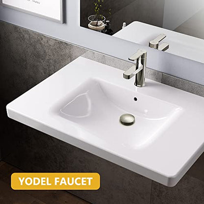 Bathroom Sink Drain with Overflow - 1 1/2" Drain Opening - Pop Up Vessel Vanity Drain with Anti-Clogging Hair Catcher Basket,Brushed Nickel,Y1383Y-BN - color: Brushed Nickel