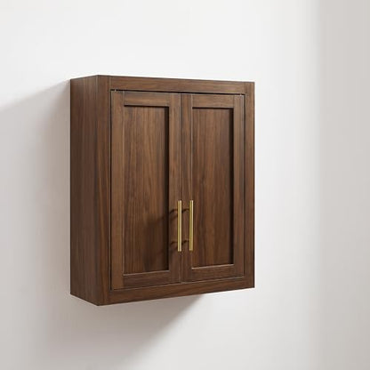 Crosley Furniture Savannah Wall Mounted Bathroom Storage Medicine Cabinet with Shelves, Walnut - color: Walnut, style: Wall Cabinet