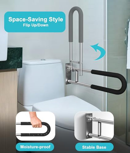 Handicap Grab Bars Rails 23.6 Inch Toilet Handrails Bathroom Safety Bar Hand Support Rail Handicapped Handrail Accessories for Seniors Elderly (23.6inch-2pc) - size: 24inch-2pc
