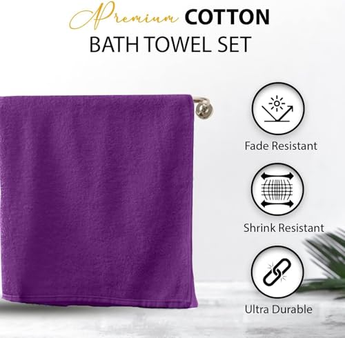 KAHAF COLLECTION 100% Cotton Bath Towels, 24x48 Pack of 6 Towels, Quick Dry, Highly Absorbent, Soft Feel Towel, Gym, Spa, Bathroom, Shower, Pool, Luxury Soft Towels (Dark Purple, 24x48-6 Pack) - color: Dark Purple, size: 24x48 - 6 PACK