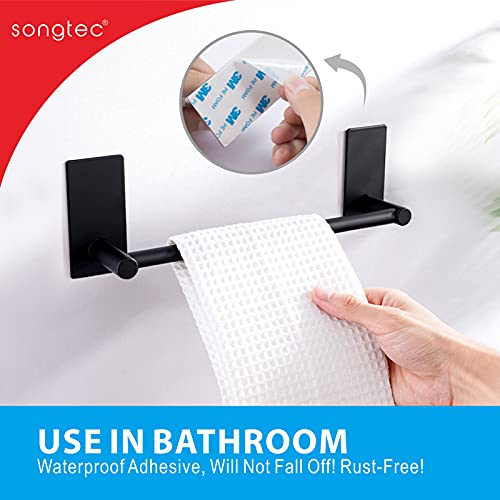 Adhesive Black Towel Bar 9-inch, Stick On Bath Towel Rack, Hand Towel Holders, No Drilling on Wall - Black - color: Black, size: 9-Inch