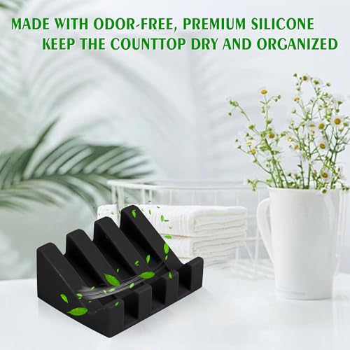 Self Draining Soap Dish Holder,Silicone Soap Dish,for Bathroom,Kitchen, Sponges，Can Extend Soap Life，Keep Soap Bars Dry and Easy Cleaning (Black,1-Pack) - color: Black,1-pack