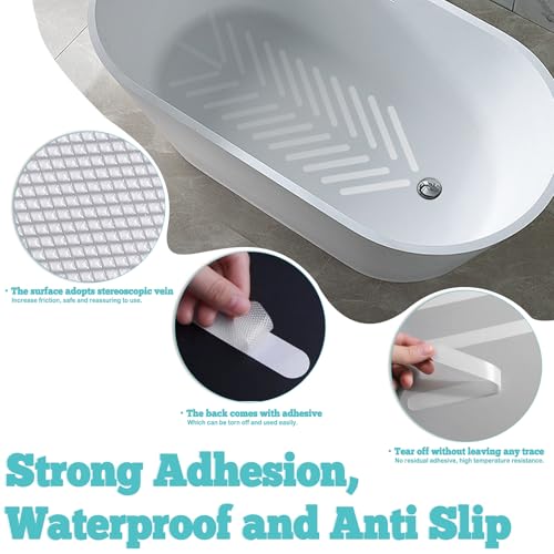 24Pcs Safety Bathtub Strips Adhesive, Non Slip Bathtub Stickers Anti Slip Shower Stickers, Safety Adhesive Strips for DIY, Stair, Floor (White) - color: White