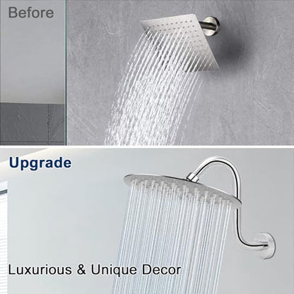 NearMoon S Shaped Shower Head Riser Arm, Shower Extender Arm with Flange, Standard 1/2" Connection- Bathroom Accessory (8 Inch, Chrome) - color: Chrome, style: 8 Inch
