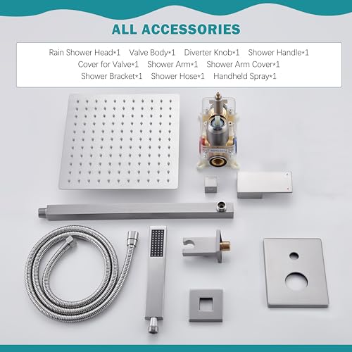 10" Rain Shower System with Handheld & Valve, Brushed Nickel | Wall-Mounted High-Pressure Shower Faucet Combo Set, 10-Inch Rain Shower Head with Handheld Spray,Includes Valve and Trim Kit - color: Brushed Nickel 10