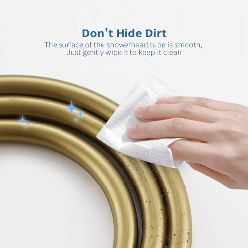 TRIPHIL Kink-free Silicone Shower Hose, 59" Extra Long Flexible RV Handheld Shower Head Hose Replacement with Brass Insert and Nut, Premium Anti-Explosion Brushed Gold - color: Brushed Gold, size: 59 Inch
