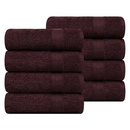 100% Cotton Hand Towels 18x28 Inches, 600 GSM, Soft & Absorbent, Set of 8, Brown - color: Brown, size: Hand Towel Set of 8