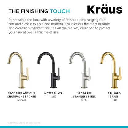 KRAUS Oletto Single Handle Kitchen Bar Faucet in Brushed Brass, KPF-2822BB - color: Brushed Bronze, style: Bar Faucet