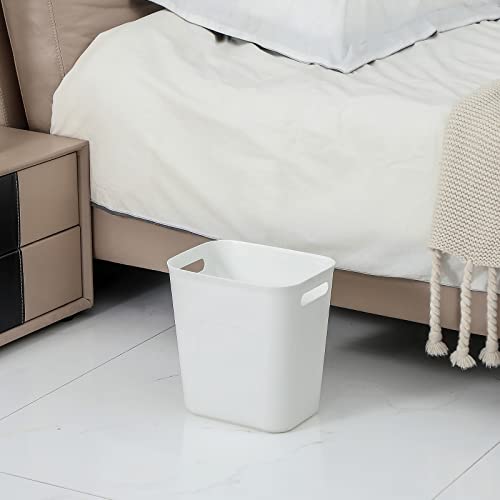 UUJOLY Plastic Small Trash Can Wastebasket, Garbage Container Basket for Bathrooms, Laundry Room, Kitchens, Offices, Kids Rooms, Dorms, 3.5 Gallon, White | Compact Sturdy Garbage Can for Bathroom, Laundry Room, Kitchen, Office, Kids Room, Dorm, Durable, E