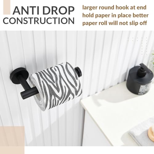 Toilet Paper Holder, 304 Stainless Steel, Matte Black | Right-Facing Open Arm, Quick Roll Replacement, Raised End Stop, Fits Regular, Large & Mega Rolls, Bathroom & Powder Room Use - color: Matte Black