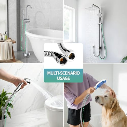 SR SUN RISE 2.45 Meters/96 Inches/8 Ft. Flexible 304 Stainless Steel Replacement Shower Hose Extra Long with Brass Fittings.Explosion-Proof. Polished Chrome - size: 2.45 m