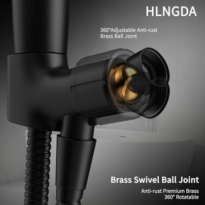 High Pressure Rain Handheld Shower Head Set,Anti-clog Nozzles with Handheld Spray Combo,Fixed Showerhead 6-Mode,59 Inch Hose Bracket Teflon Tape Rubber Washers,Matte Black(MLJ-SC001SGN-2YHS) - color: MLJ-SC001SGN-2YHS