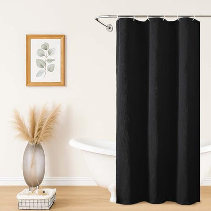 Aiyufeng 3D Textured Black Small Shower Curtain for Bathroom, Fabric Shower Curtain Heavy Duty Cloth, Stall Size Narrow Bathroom Curtains, Machine Washable, 36x72 Inches - color: Black, size: 36"W x 72"L (Pack of 1)