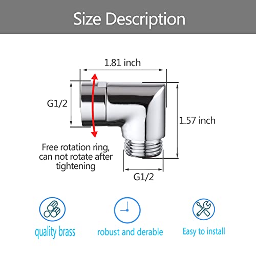 Shower Head Elbow Adapter, Shower Arm Elbow Adapter for Hand Showers and Wall-mounted Showers，Shower Arm Extension (90degree） - color: 90degree