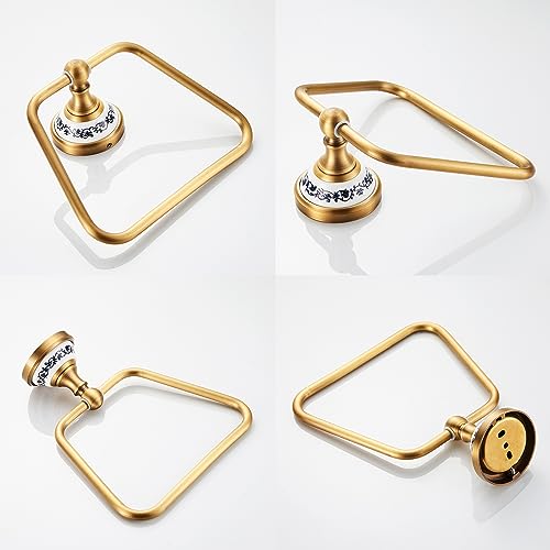 Trapezoid Antique Bronze Brass Hand Towel Holder, Bathroom Hardware Accessories,Porcelain Design - color: Trapezoid Towel Holder