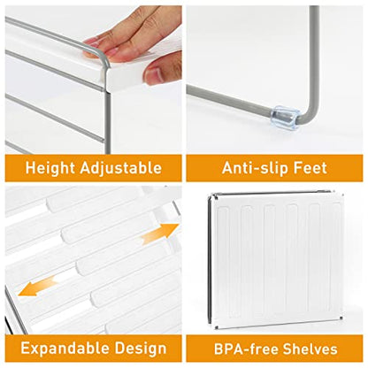 2 Pack Pantry Organization and Storage, Expandable Foil and Plastic Wrap Organizer, Adjustable Kitchen Wrap Organizer Rack for Cabinet, Foil Saran Wrap Holder Shelf for Sandwich Plastic Bags Box, - size: 2 Pack