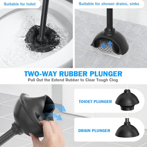 Toilet Plunger and Brush Set, Bowl Brush and Heavy Duty Toilet Plunger with Ventilated Holder, 2-in-1 Toilet Brush and Plunger Combo for 5.3-inch Toilet Drain Bathroom Deeply Cleaning - color: Style 4