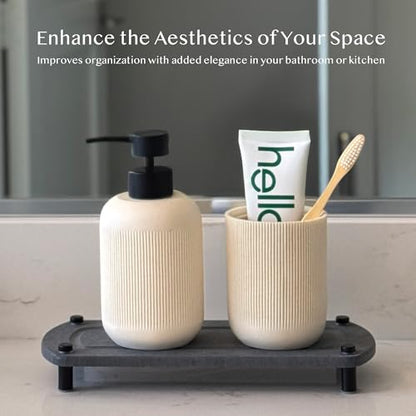 2PCS Absorbing Stone Soap Tray, Quick Dry Diatomaceous Earth Drying Rack | Self-draining, mold-resistant water absorbing soap holder; shower caddy, soap dispenser & sponge organizer, kitchen bathroom. - color: Dark Gray