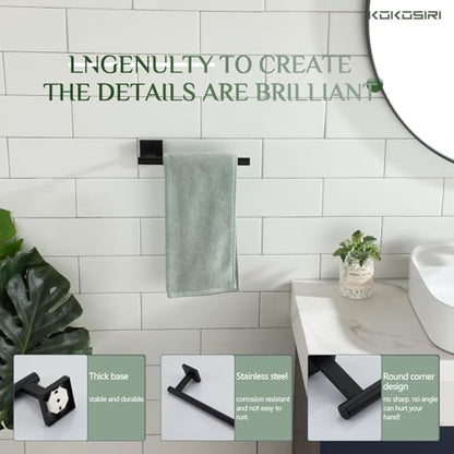KOKOSIRI Towel Bar Matte Black Bathroom Hardware Hand Towel Rails Wall Mounted Kitchen Toilet Cabinet Paper Holder, Stainless Steel B3008BK - color: Matte Black, size: 1 Pack