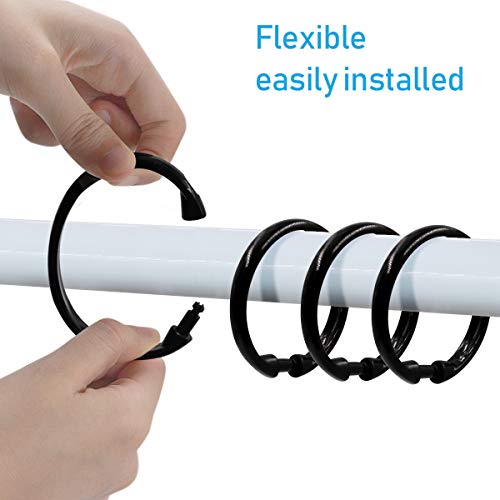 Black Shower Curtain Hooks Rings, 12 Pcs Circular Plastic Shower Curtain Rings for Bathroom, Plastic Shower Curtain Hooks for Shower Curtain Rod, Black Shower Hooks Rings for Shower Curtain - color: Black