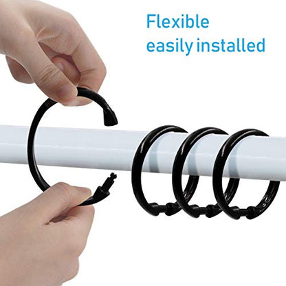 Black Shower Curtain Hooks Rings, 12 Pcs Circular Plastic Shower Curtain Rings for Bathroom, Plastic Shower Curtain Hooks for Shower Curtain Rod, Black Shower Hooks Rings for Shower Curtain - color: Black