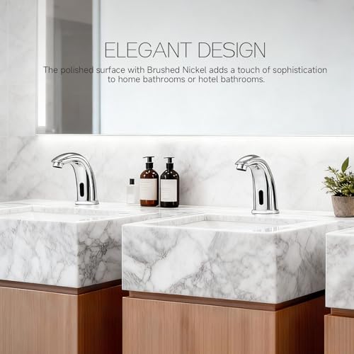 Touchless Bathroom Sink Faucet Automatic Motion Sensor Hands Free Faucet | Chrome plating, with hole cover plate and temperature mixer, commercial solid brass faucet, AC/DC powered, 1 hole or 3 hole - color: Chrome