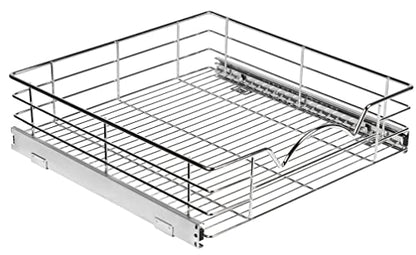 HOLDN’ STORAGE Pull Out Cabinet Organizer, Pantry Drawer, 26"W x 21"D x 5"H | Heavy-Duty Full-Extension, Roll Out Shelf for Pots, Pans & Under Sink Storage, Chrome, Require a 27.25"W Cabinet Opening - size: 26 Inch