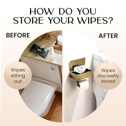 Day Moon™ - Toilet Paper Holder with Shelf - Modern Roll Holder for Bathroom - 1 Pack - Wall Mount - with Storage, Gold - color: Gold