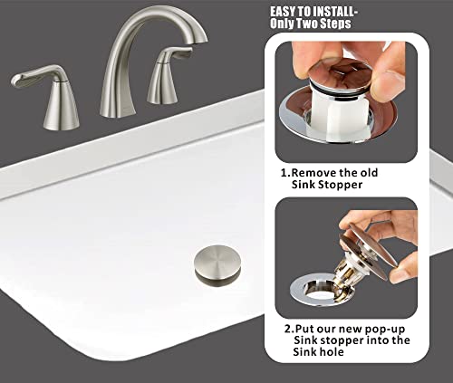 Universal Bathroom Sink Drain Stopper, Fits Most Pop-Up Drains for Vessel Sink Lavatory Vanity, Sink Drain Strainer with Detachable Hair Catcher, Tested by Plumber in US (Brushed Nickel) - color: Brushed Nickel