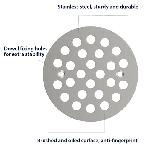 4-1/4” Round Shower Drain Cover,Screw-in Shower Drain Strainer,Easy-to-Install Replacement Cover - color: Brushed Nickel, size: 4-1/4 inch