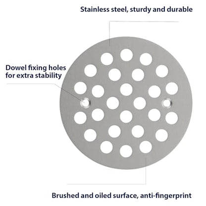 4-1/4” Round Shower Drain Cover,Screw-in Shower Drain Strainer,Easy-to-Install Replacement Cover - color: Brushed Nickel, size: 4-1/4 inch