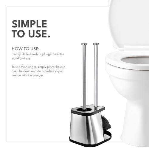ToiletTree Products Modern Deluxe Freestanding Toilet Brush and Plunger Combo (Black - 7.5" x 9" x 20.5") - style: Black Combo