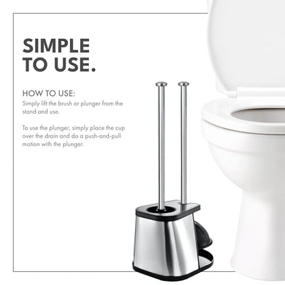 ToiletTree Products Modern Deluxe Freestanding Toilet Brush and Plunger Combo (Black - 7.5" x 9" x 20.5") - style: Black Combo