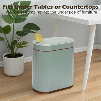 SYNCVIBE Bathroom Sensor Trash Can, 2 Gallon, Butterfly Lid, Green | Automatic Garbage Can, IPX5 Waterproof Trash Bin, Under-Counter Wastebasket for Kitchen, Office and Living Room - color: Green