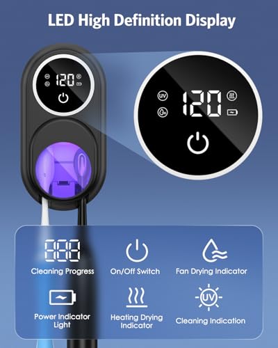 Toothbrush Sanitizer Holder, Upgraded UV Toothbrush Holder with Dual-Mode Clean & Fan Dry, LED Smart Screen, Auto-Inductive Cover, Toothbrush Wall Mounted Cleaner Organizer for Bathroom, Trip - color: Black