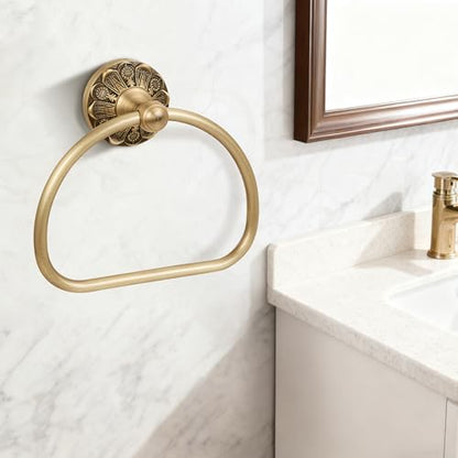Brass Toilet Paper Holder Towel Ring, Antique Brass Towel Holder Toilet Paper Roll Holder, Rustic Towel Rack Bathroom Accessories Set Hardware 2 Pieces Farmhouse Wall Mounted - color: Antique Brass